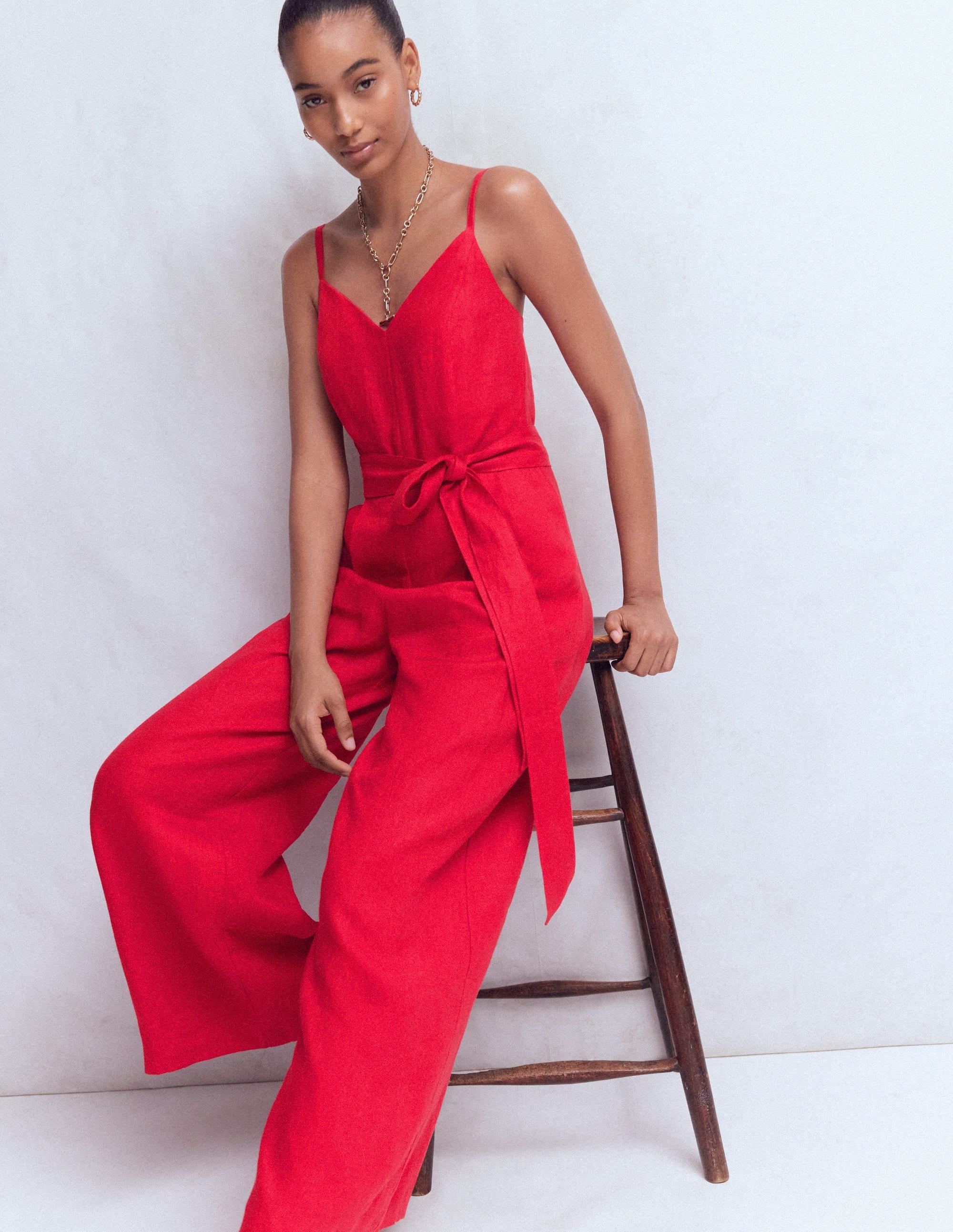 Strappy Linen Jumpsuit-Salsa